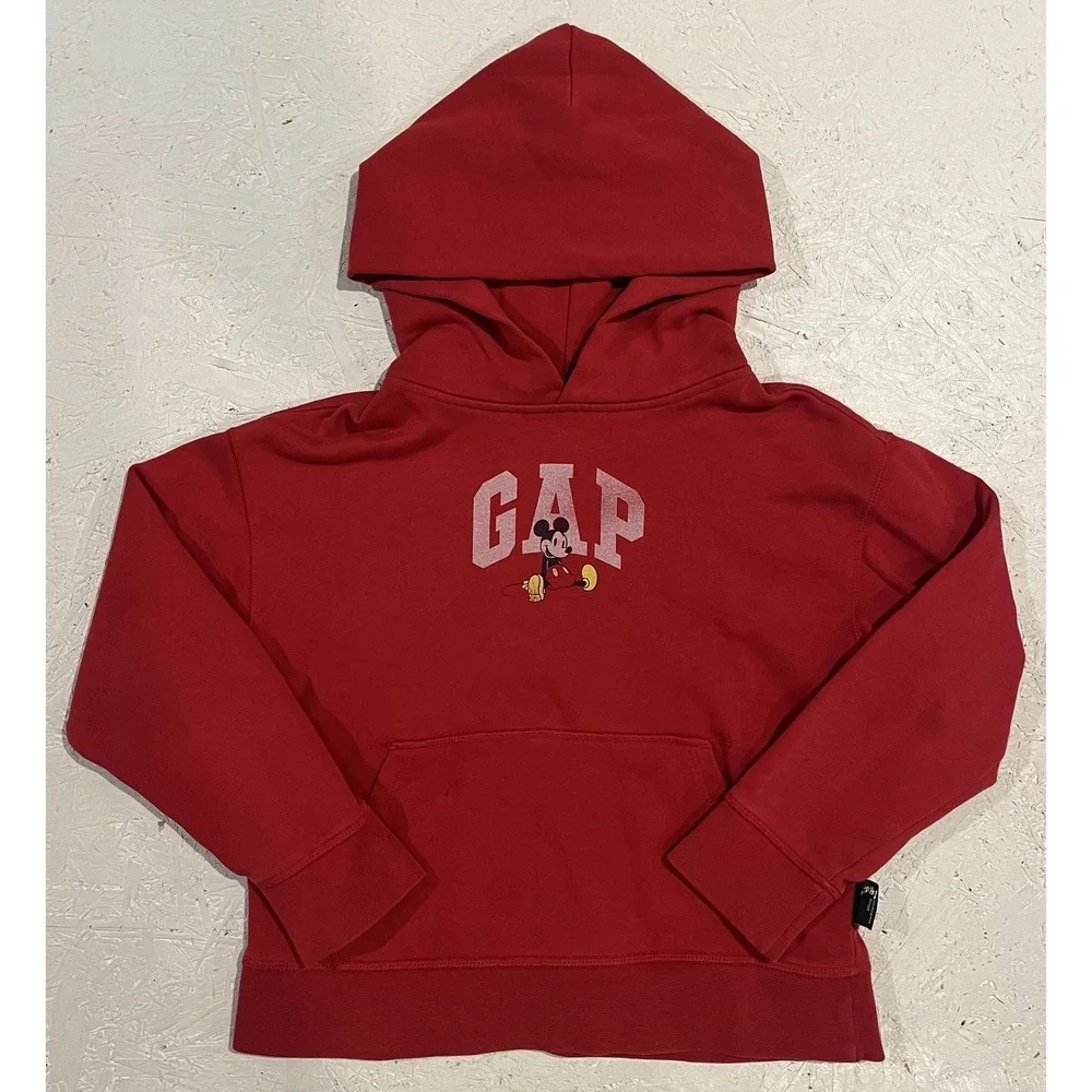 Gap Kids Sweatshirt Youth Size Medium Mickey Mouse Disney Red Fleece Hoodie‎